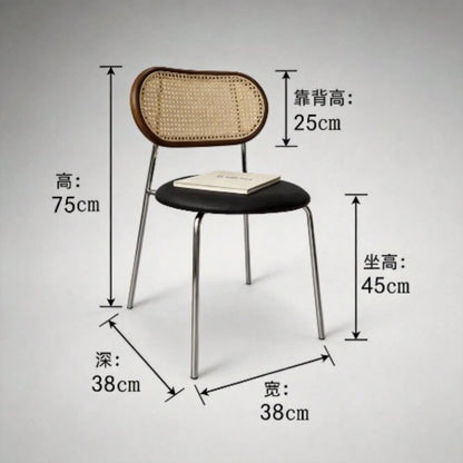 1 Pack Mid-Century Viral Dining Chair, Log Style Backrest Dining Stool, French Vintage Rattan Leisure Chair, Natural Wood & Rattan Craft, Dining Rest & Home Decor, For Dining Room, Balcony & Household
