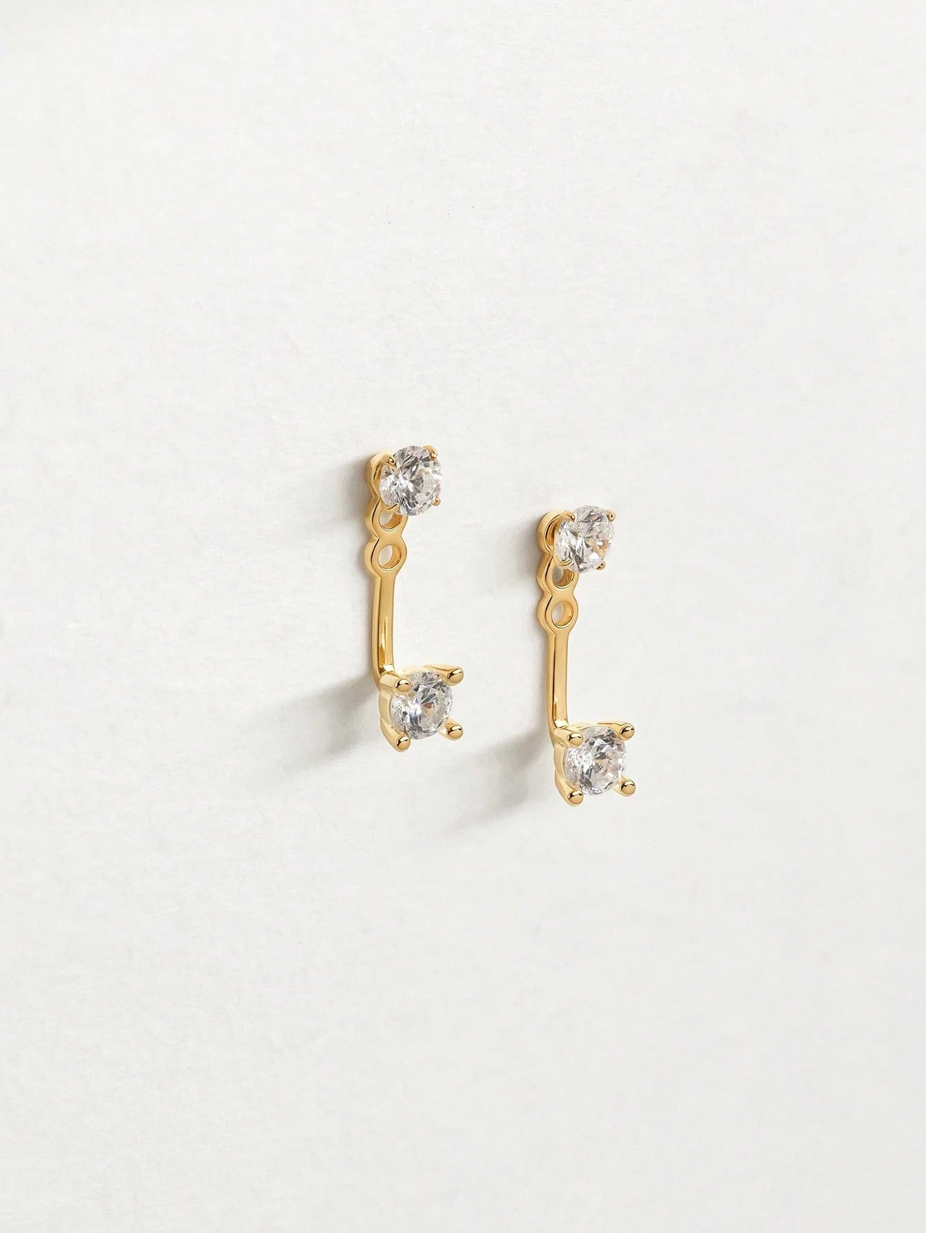 1 Pair 18K Gold Plated 925 Sterling Silver Earrings, Ear Clips, Elegant Stud Earrings With Cubic Zirconia, Suitable For Women's Daily Wear