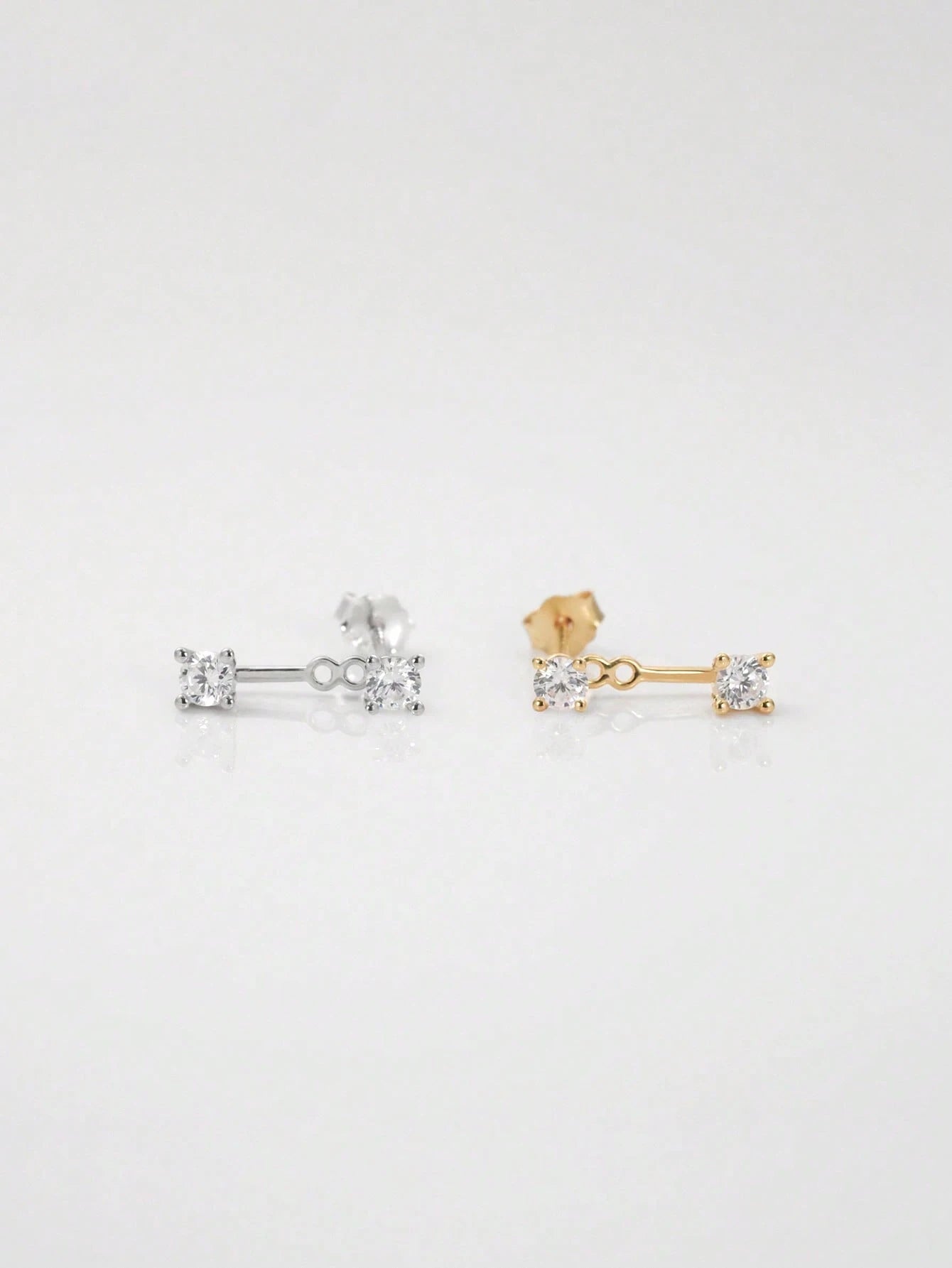 1 Pair 18K Gold Plated 925 Sterling Silver Earrings, Ear Clips, Elegant Stud Earrings With Cubic Zirconia, Suitable For Women's Daily Wear