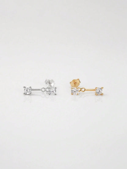 1 Pair 18K Gold Plated 925 Sterling Silver Earrings, Ear Clips, Elegant Stud Earrings With Cubic Zirconia, Suitable For Women's Daily Wear