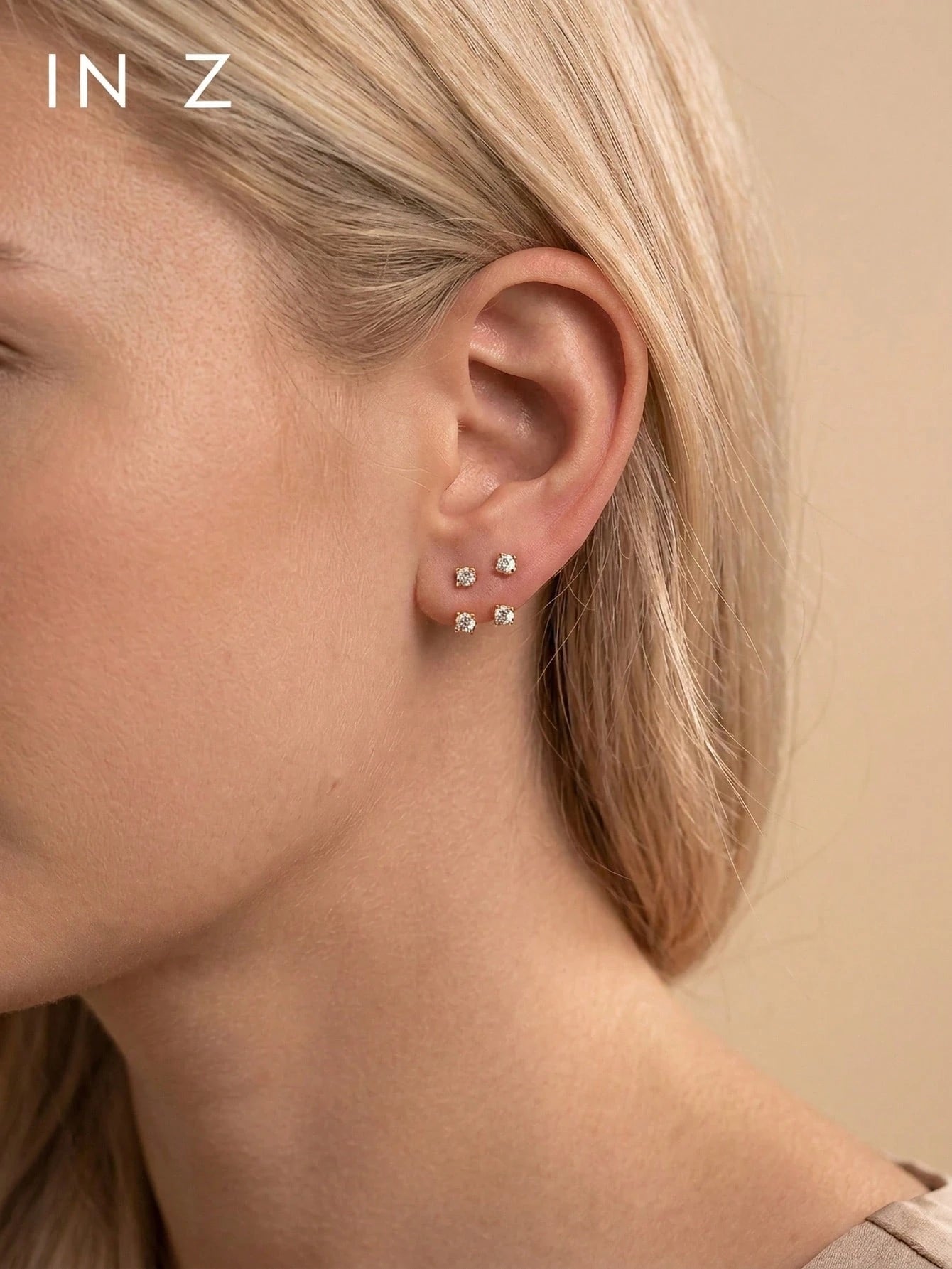 1 Pair 18K Gold Plated 925 Sterling Silver Earrings, Ear Clips, Elegant Stud Earrings With Cubic Zirconia, Suitable For Women's Daily Wear