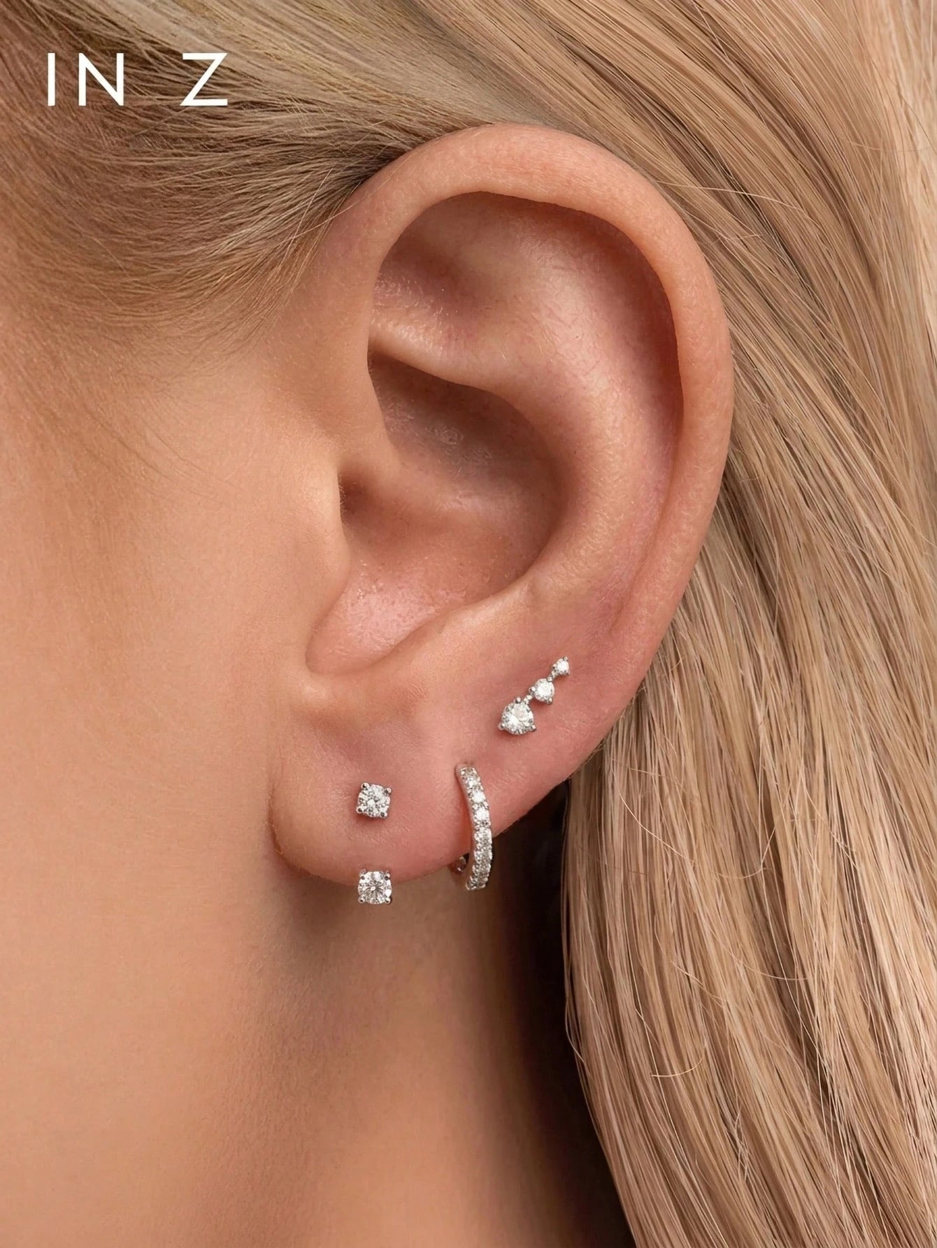 1 Pair 18K Gold Plated 925 Sterling Silver Earrings, Ear Clips, Elegant Stud Earrings With Cubic Zirconia, Suitable For Women's Daily Wear