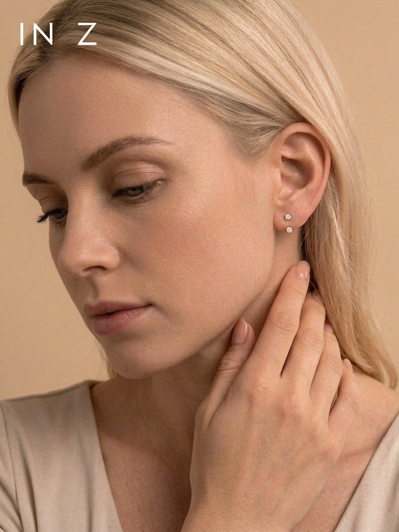 1 Pair 18K Gold Plated 925 Sterling Silver Earrings, Ear Clips, Elegant Stud Earrings With Cubic Zirconia, Suitable For Women's Daily Wear