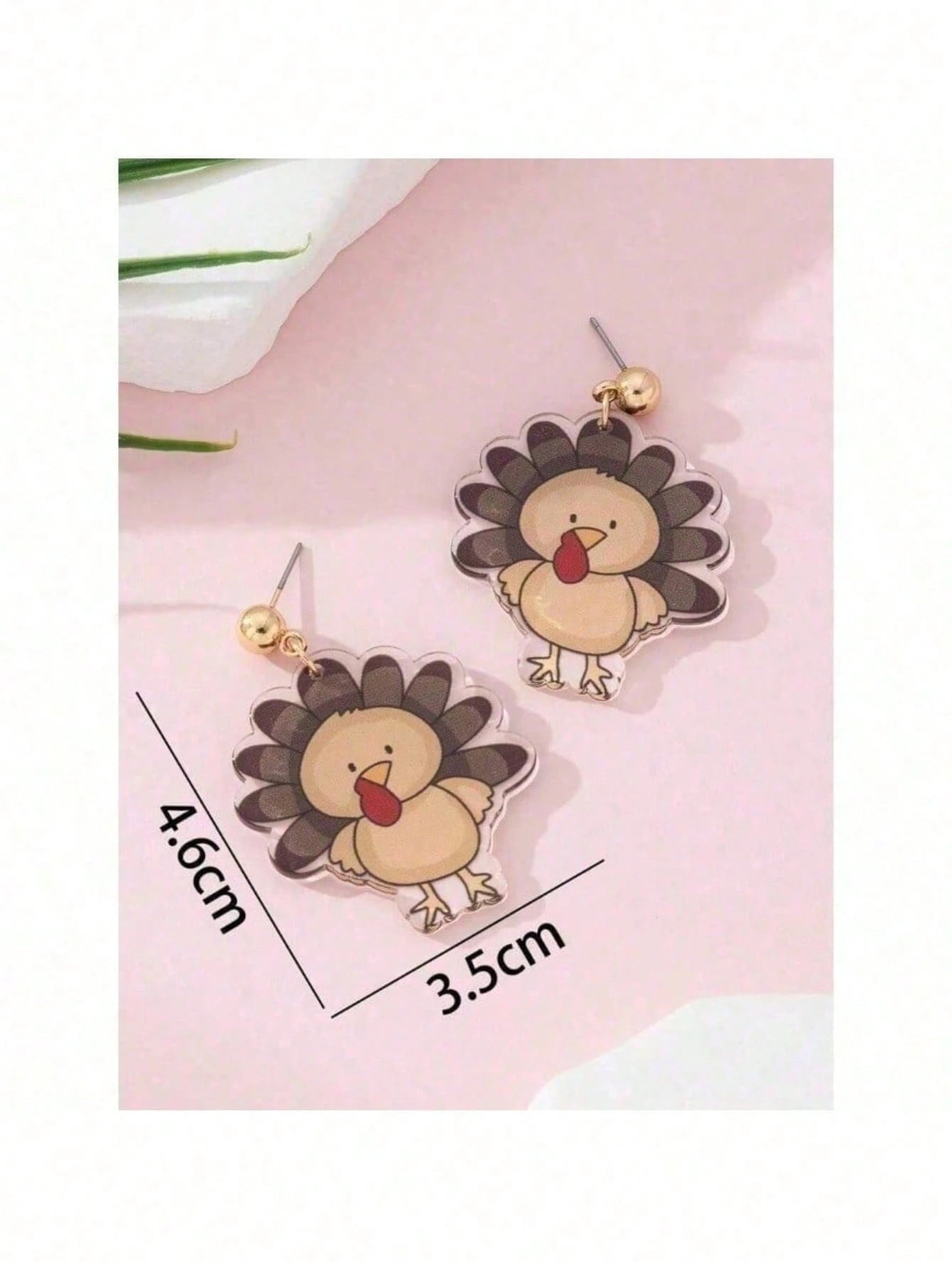 1 Pair Cute Turkey Design Fashion Jewelry Earrings For Women Perfect Gift For Holiday Party