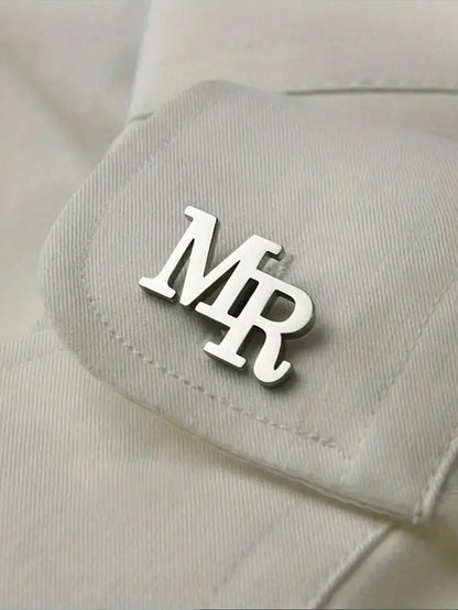 1 Pair Stainless Steel Engraved Letter, Personalized Suit Cufflinks For Men, Everyday Shirt Cufflinks, Gift For Father, Husband, Groomsmen, Father's Day, Wedding, No Gift Box, Colorful, Unisex, Annive