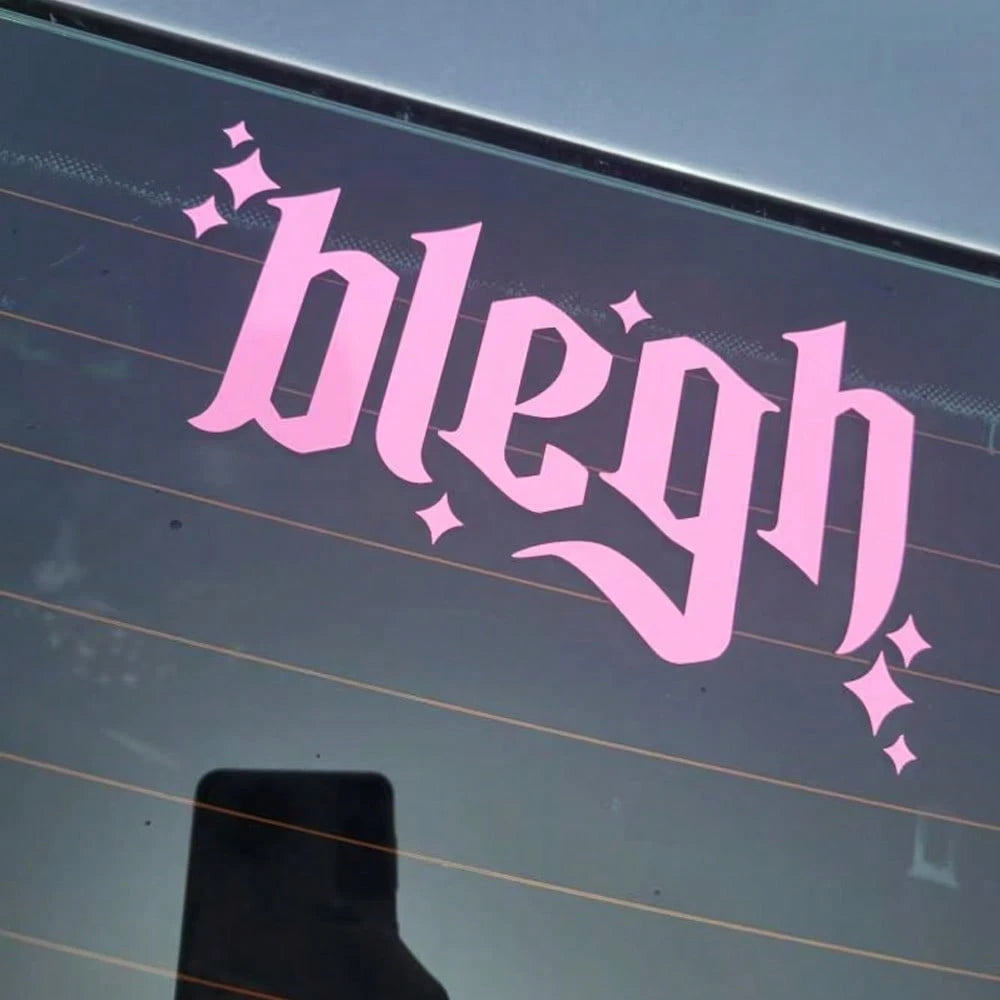1 Pc Blegh Sparkles Bumper Sticker Decal For Car Truck, Waterproof Vinyl Rear Window Windshield Mirror Decal For Goth Metal Head- Easy To Apply