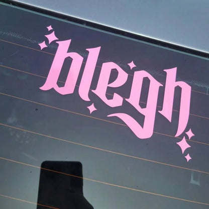 1 Pc Blegh Sparkles Bumper Sticker Decal For Car Truck, Waterproof Vinyl Rear Window Windshield Mirror Decal For Goth Metal Head- Easy To Apply