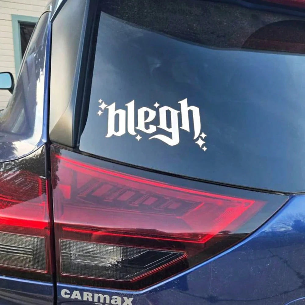 1 Pc Blegh Sparkles Bumper Sticker Decal For Car Truck, Waterproof Vinyl Rear Window Windshield Mirror Decal For Goth Metal Head- Easy To Apply