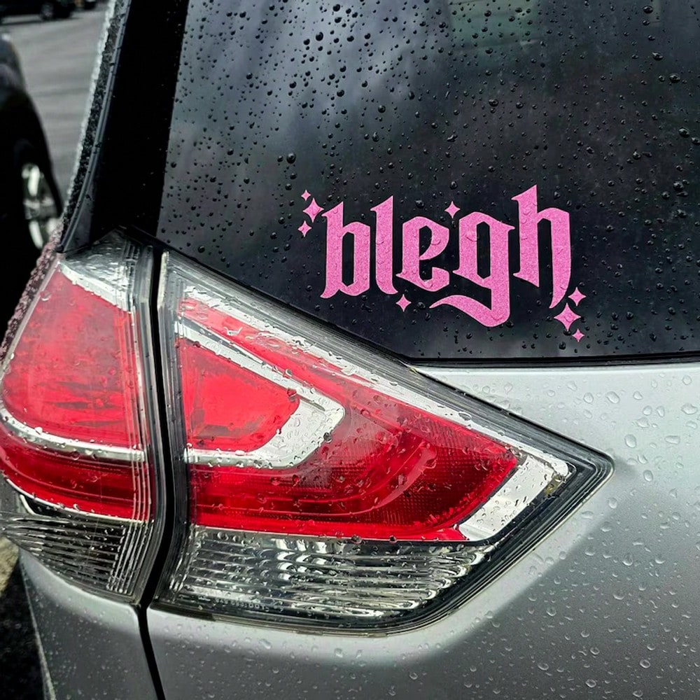 1 Pc Blegh Sparkles Bumper Sticker Decal For Car Truck, Waterproof Vinyl Rear Window Windshield Mirror Decal For Goth Metal Head- Easy To Apply