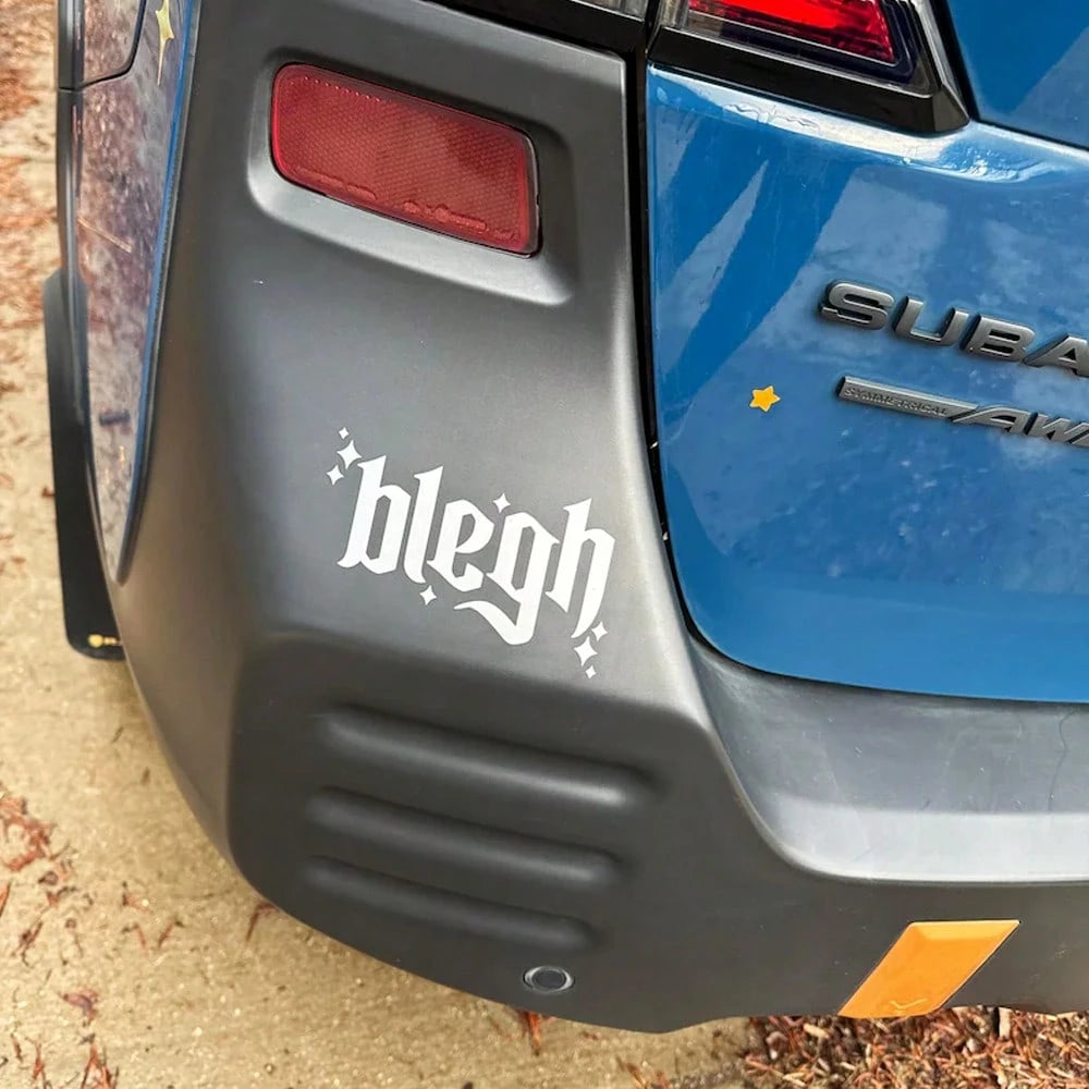 1 Pc Blegh Sparkles Bumper Sticker Decal For Car Truck, Waterproof Vinyl Rear Window Windshield Mirror Decal For Goth Metal Head- Easy To Apply