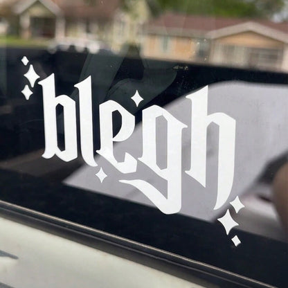 1 Pc Blegh Sparkles Bumper Sticker Decal For Car Truck, Waterproof Vinyl Rear Window Windshield Mirror Decal For Goth Metal Head- Easy To Apply