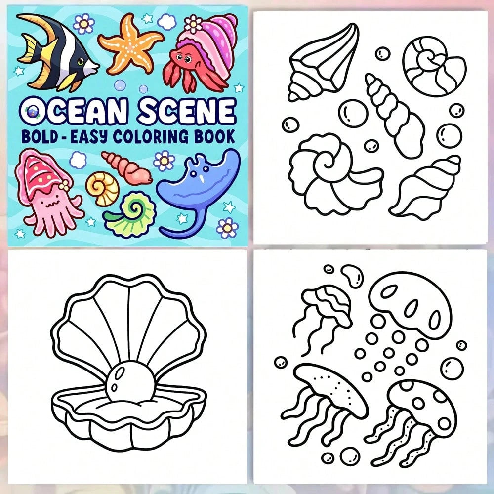 1 PC[OCEAN SCENE]Spiral Bound Colouring Book Coco For Adults And Teenagers, Exquisite Thick Paper, Cartoon Comfortable Cute Bold And Simple Pattern Wyo Coloring Book Watercolor Sketchbook Children's T