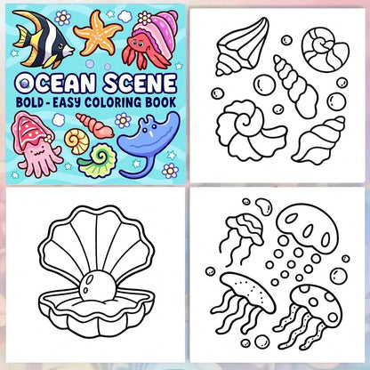 1 PC[OCEAN SCENE]Spiral Bound Colouring Book Coco For Adults And Teenagers, Exquisite Thick Paper, Cartoon Comfortable Cute Bold And Simple Pattern Wyo Coloring Book Watercolor Sketchbook Children's T