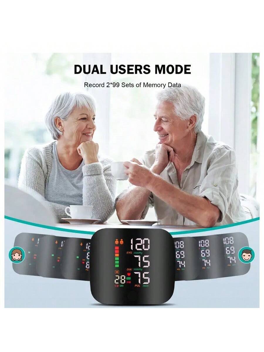 1 Pc Smart Touch LCD Screen Chargeable Voice Wrist Blood Pressure Monitor Digital Automatic BP Tonometer Heart Rate Sphygmomanometer