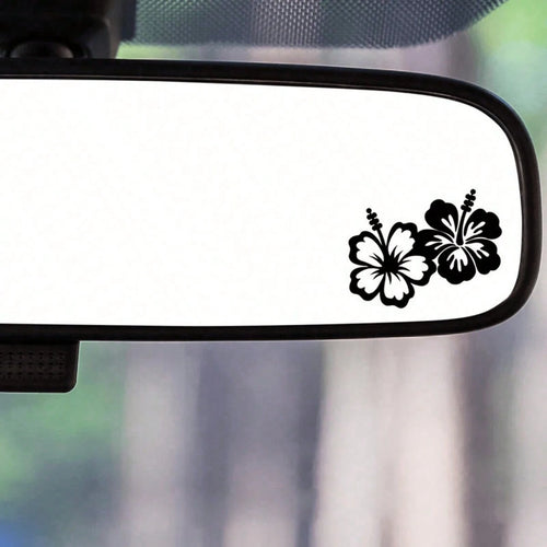 1 Piece Of Hibiscus Flower Car Rearview Mirror Sticker, Small Hibiscus Flower, Floral Pattern, Car Mirror Decorative Sticker, Mini Sticker, Small Sticker, Universal Vinyl Material For Indoor And Outdo