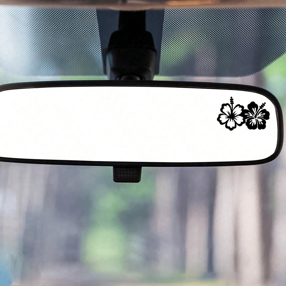 1 Piece Of Hibiscus Flower Car Rearview Mirror Sticker, Small Hibiscus Flower, Floral Pattern, Car Mirror Decorative Sticker, Mini Sticker, Small Sticker, Universal Vinyl Material For Indoor And Outdo
