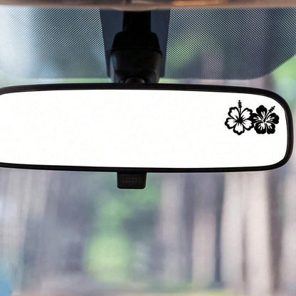 1 Piece Of Hibiscus Flower Car Rearview Mirror Sticker, Small Hibiscus Flower, Floral Pattern, Car Mirror Decorative Sticker, Mini Sticker, Small Sticker, Universal Vinyl Material For Indoor And Outdo