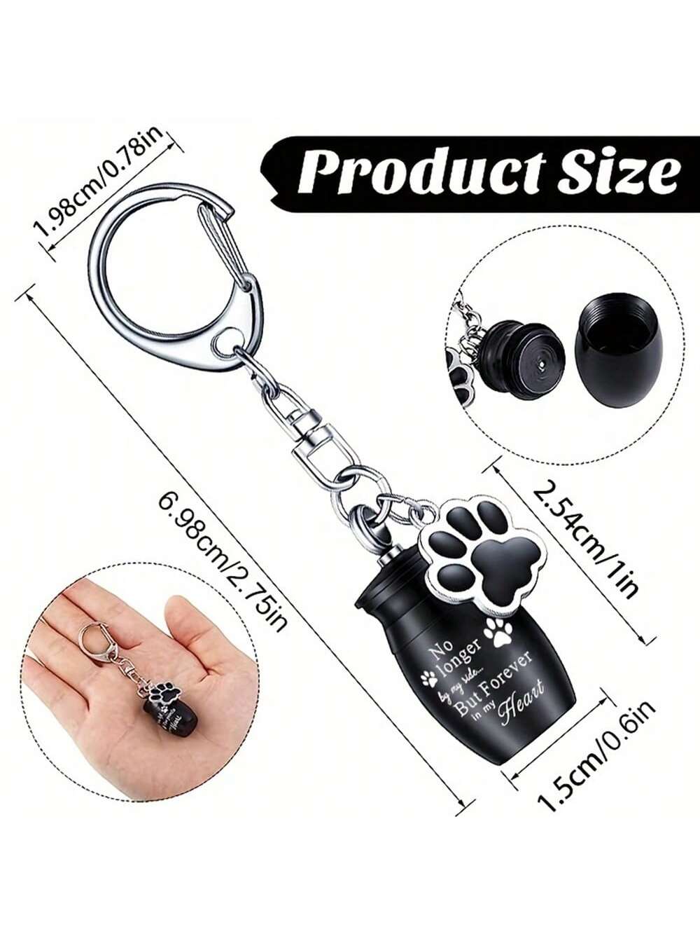1 Piece Pet Urns Keychain Pet Urns For Dogs Ashes Keepsake Stainless Steel Small Pet Urns For Dogs Cat Ashes With 4 Colour, Pet Cremation Jewelry Paw Charm