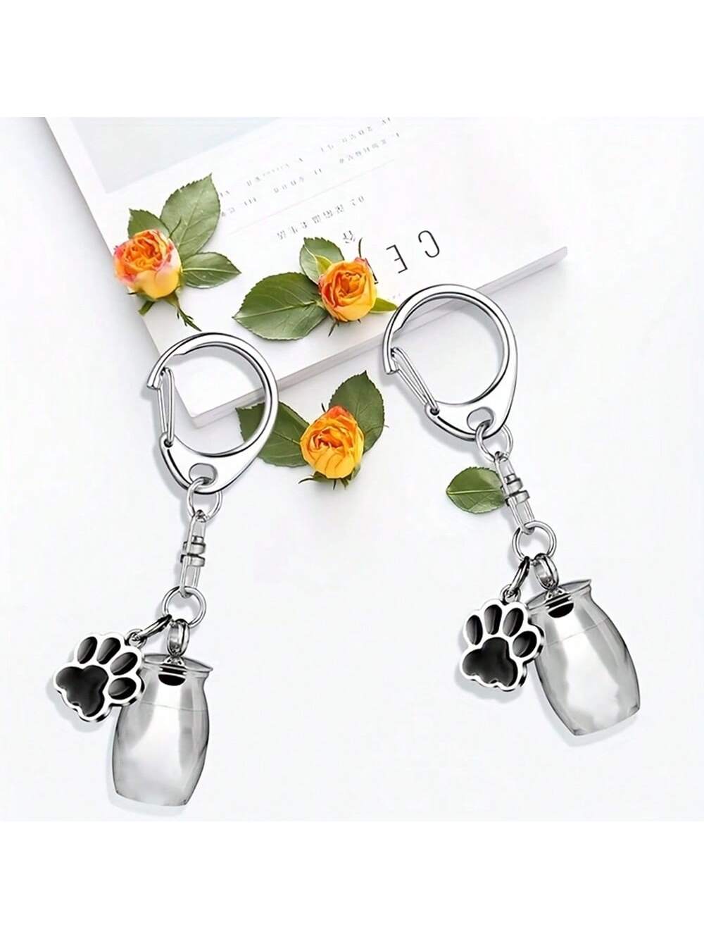 1 Piece Pet Urns Keychain Pet Urns For Dogs Ashes Keepsake Stainless Steel Small Pet Urns For Dogs Cat Ashes With 4 Colour, Pet Cremation Jewelry Paw Charm