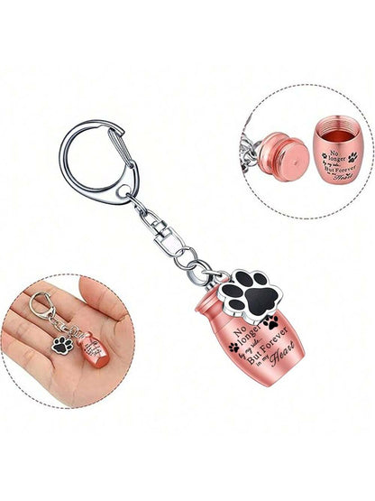 1 Piece Pet Urns Keychain Pet Urns For Dogs Ashes Keepsake Stainless Steel Small Pet Urns For Dogs Cat Ashes With 4 Colour, Pet Cremation Jewelry Paw Charm