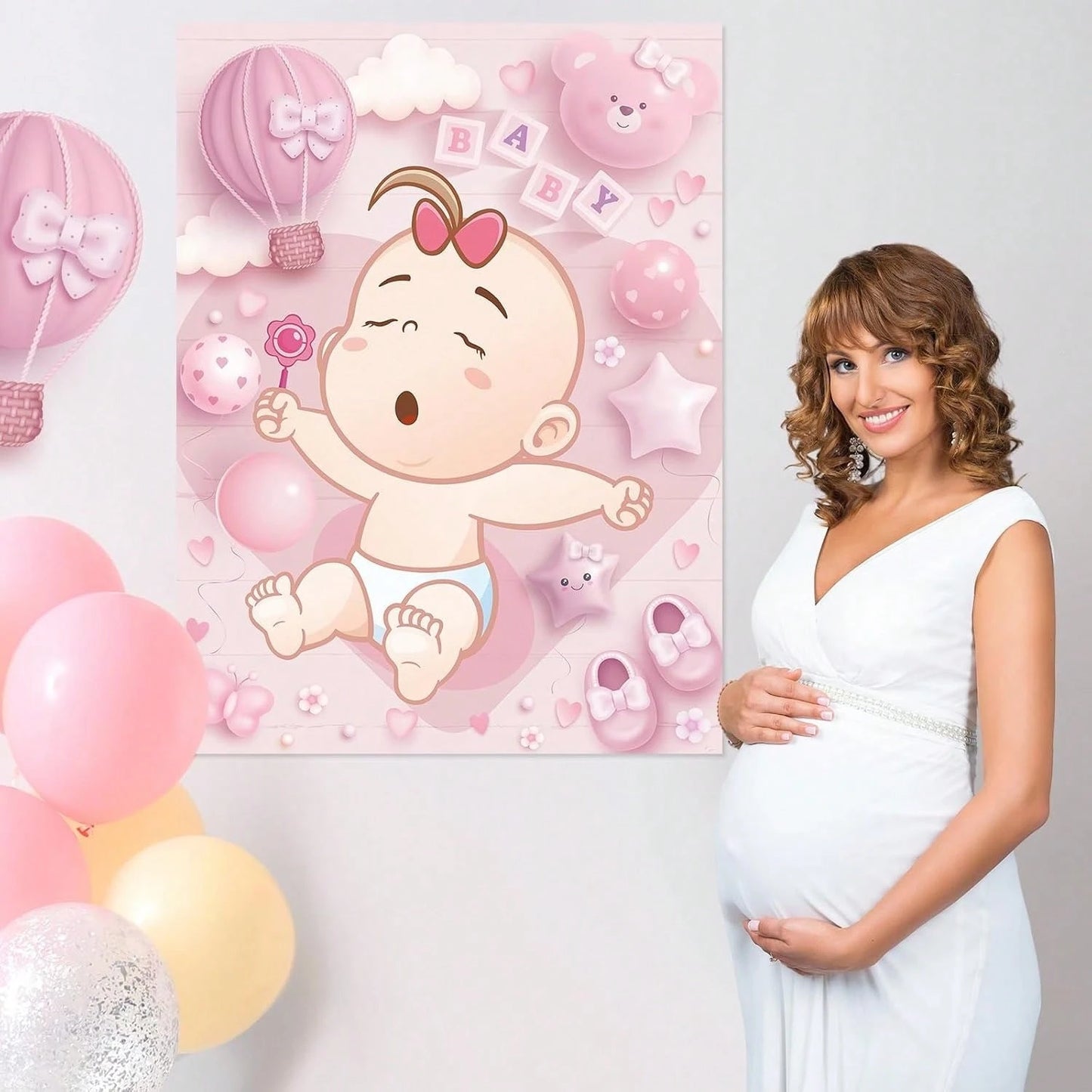 1 Set Baby Shower Party Games, Includes Guest Printed Poster, Blindfold And Pacifier Stickers, Cute Pacifier Pin Game Props, Suitable For Gender Reveal And Birthday Parties