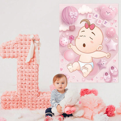 1 Set Baby Shower Party Games, Includes Guest Printed Poster, Blindfold And Pacifier Stickers, Cute Pacifier Pin Game Props, Suitable For Gender Reveal And Birthday Parties