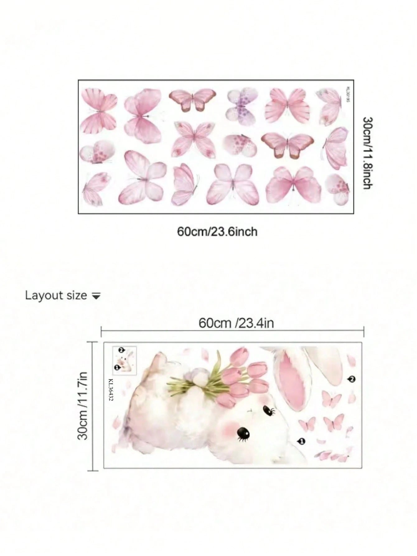 1 Set Butterfly & Rabbit Wall Sticker Set| Wall Decor Suitable For Bedroom, Living Room And Nursery Warm Home Decoration