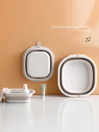 1 Set Foldable Basin, Wash Basin, Vegetable Basin, Foot Basin, Easy To Clean, Lightweight And Retractable, Suitable For Home, Dorm And Outdoor Camping Travel, Can Be Used As Camping Sink And Household