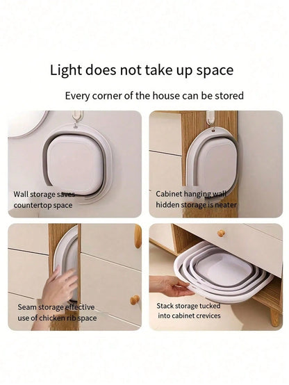1 Set Foldable Basin, Wash Basin, Vegetable Basin, Foot Basin, Easy To Clean, Lightweight And Retractable, Suitable For Home, Dorm And Outdoor Camping Travel, Can Be Used As Camping Sink And Household