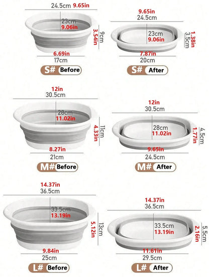 1 Set Foldable Basin, Wash Basin, Vegetable Basin, Foot Basin, Easy To Clean, Lightweight And Retractable, Suitable For Home, Dorm And Outdoor Camping Travel, Can Be Used As Camping Sink And Household
