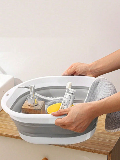 1 Set Foldable Basin, Wash Basin, Vegetable Basin, Foot Basin, Easy To Clean, Lightweight And Retractable, Suitable For Home, Dorm And Outdoor Camping Travel, Can Be Used As Camping Sink And Household