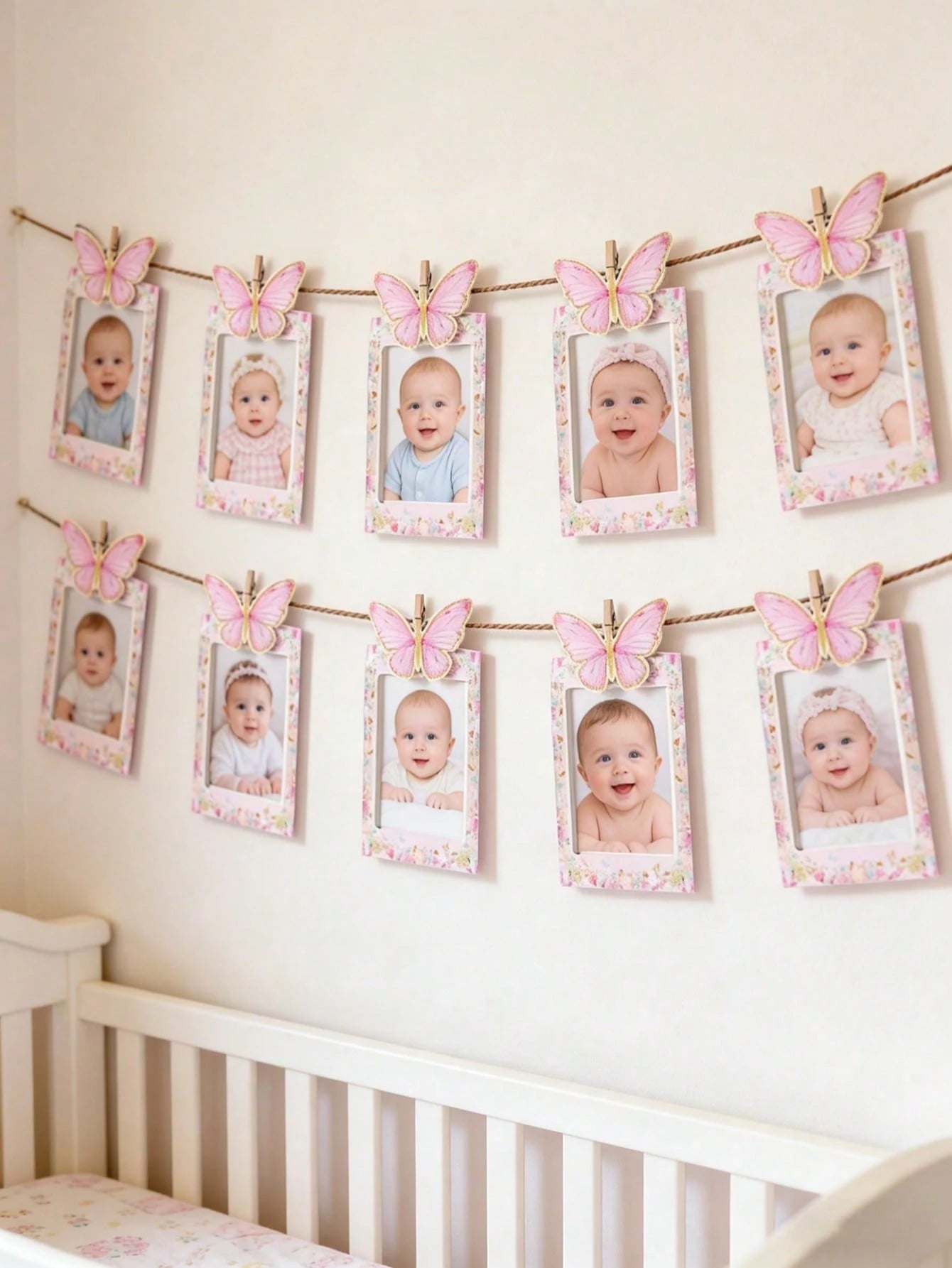 1 Set Pink Butterfly Theme 1st Birthday Party Photo Props Banner, Suitable For Baby Girl 1st Birthday Party Decoration, Baby Shower, Gender Reveal Party, Wedding Decoration, DIY Nursery Decoration, Bu