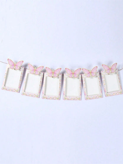 1 Set Pink Butterfly Theme 1st Birthday Party Photo Props Banner, Suitable For Baby Girl 1st Birthday Party Decoration, Baby Shower, Gender Reveal Party, Wedding Decoration, DIY Nursery Decoration, Bu