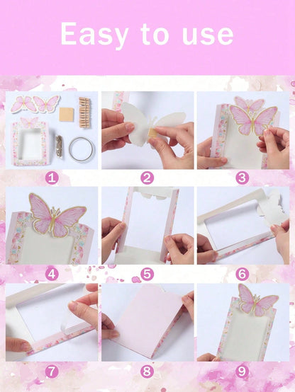 1 Set Pink Butterfly Theme 1st Birthday Party Photo Props Banner, Suitable For Baby Girl 1st Birthday Party Decoration, Baby Shower, Gender Reveal Party, Wedding Decoration, DIY Nursery Decoration, Bu