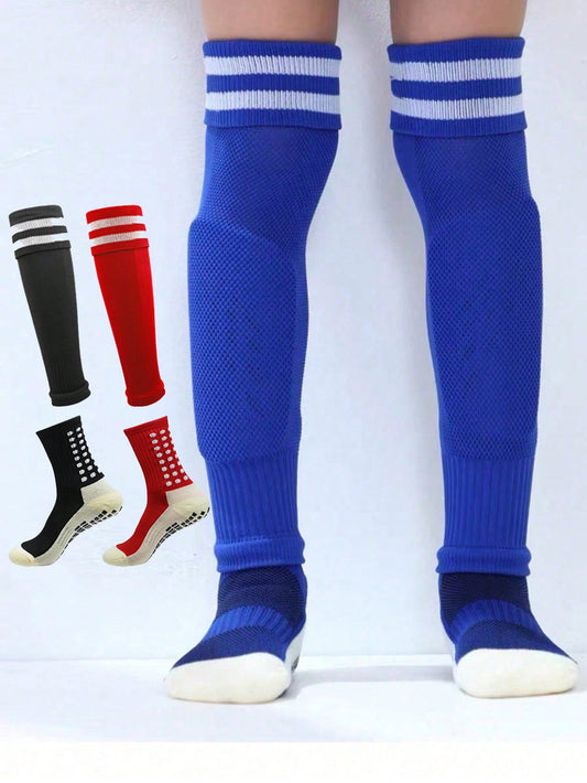 1 Set Youth Soccer Leg Warmers + Shin Guard Sock Combo, Mid-Calf Grip Leg Warmers, Foldable Over-The-Knee Leg Warmers, Back To Sc, First Day Of School
