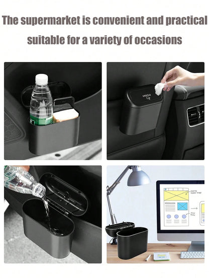 1 Trash Can And 4 Rolls Of Garbage Bags (15 Per Roll, 60 Garbage Bags In Total), Two Colors, Super Cute And Super Practical Car Trash Can And Garbage Bag