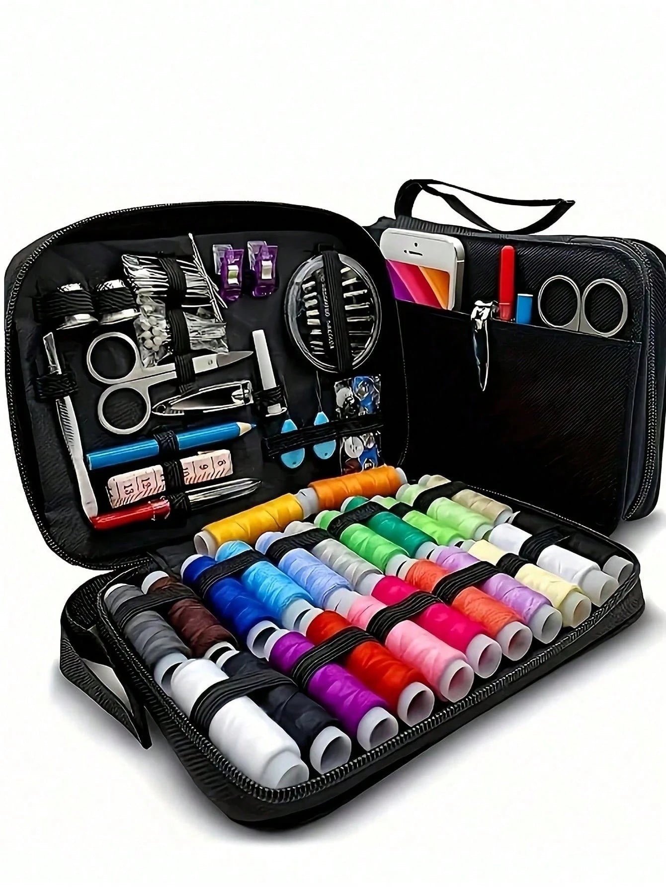10/27/100pcs Portable Travel Sewing Kit, Includes 24 Colors Thread, Needles, Scissors, Buttons, Measuring Tape, Seam Ripper And Other Complete Sewing Supplies, Suitable For Beginners Easy DIY Emergenc