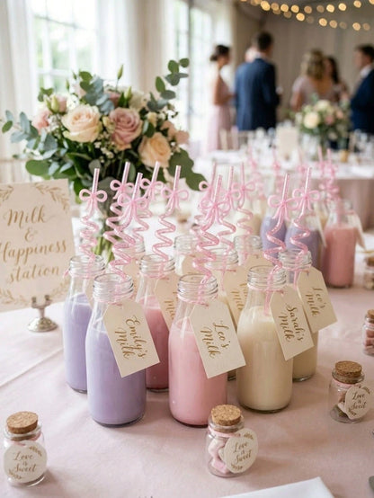 10/5/1pc-Bow Tie Straws, Pink Glitter Spiral Straws, Princess Theme Straws, Pink Princess Birthday Party Supplies, Reusable Straws, Suitable For Wedding Party, Birthday Party, Festival Party, Home Sup