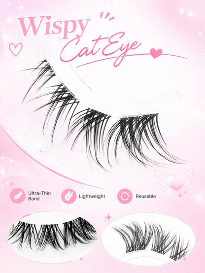 10 Pairs Cat Eye Half False Eyelashes, Outer Corner Lengthening Style, Ultra-Thin Lash Band, Soft Fluffy Lightweight Reusable Strip Lashes, Suitable For Daily Makeup