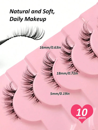 10 Pairs Half Corner Eyelashes Natural Look Cat Eye Faux Mink False Eyelashes, Fluffy Soft Long Half Lashes Suitable For Daily Use Strip Lashes, Lashes, Eyelashes, Fake Lashes