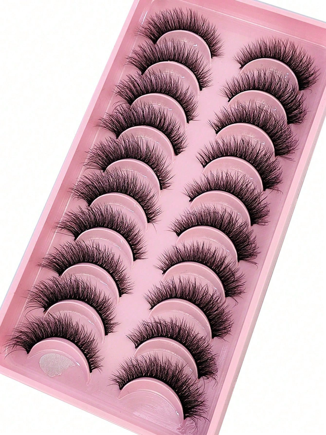 10 Pairs Natural Tail Extended Black Band 3D Faux Mink Lashes Reusable Strip Lashes