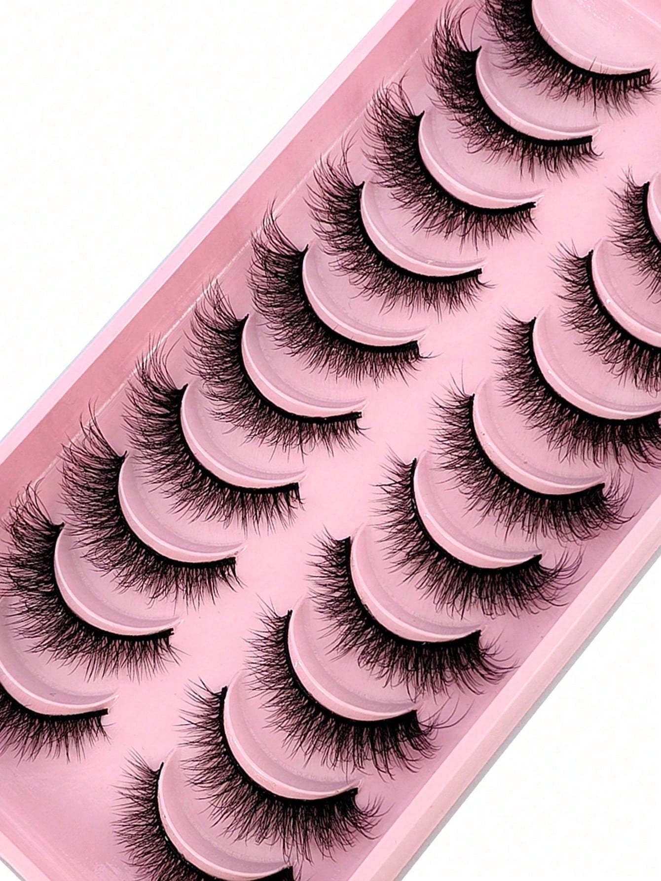 10 Pairs Natural Tail Extended Black Band 3D Faux Mink Lashes Reusable Strip Lashes