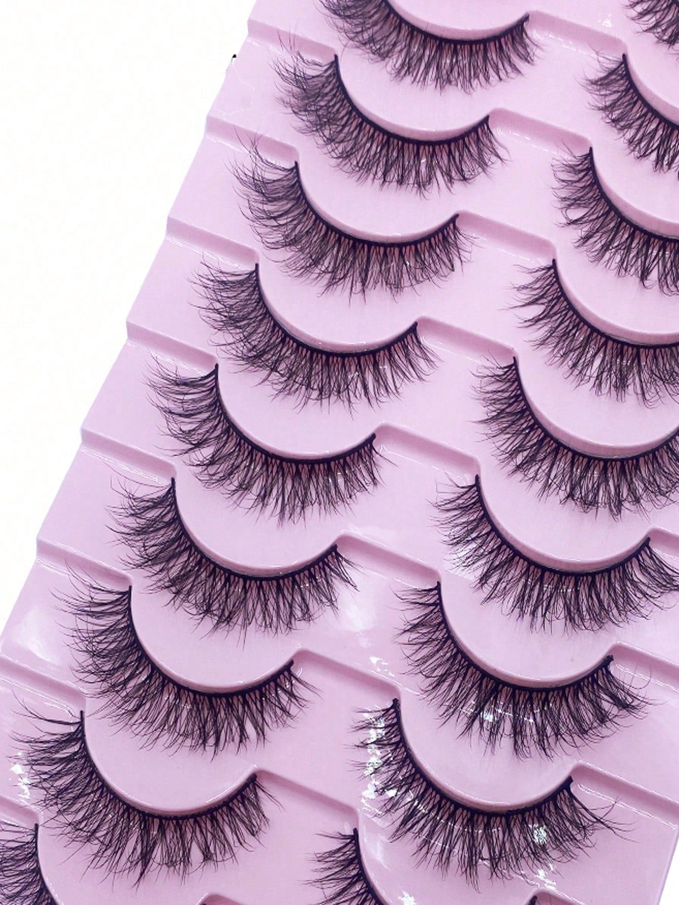 10 Pairs Natural Tail Extended Black Band 3D Faux Mink Lashes Reusable Strip Lashes