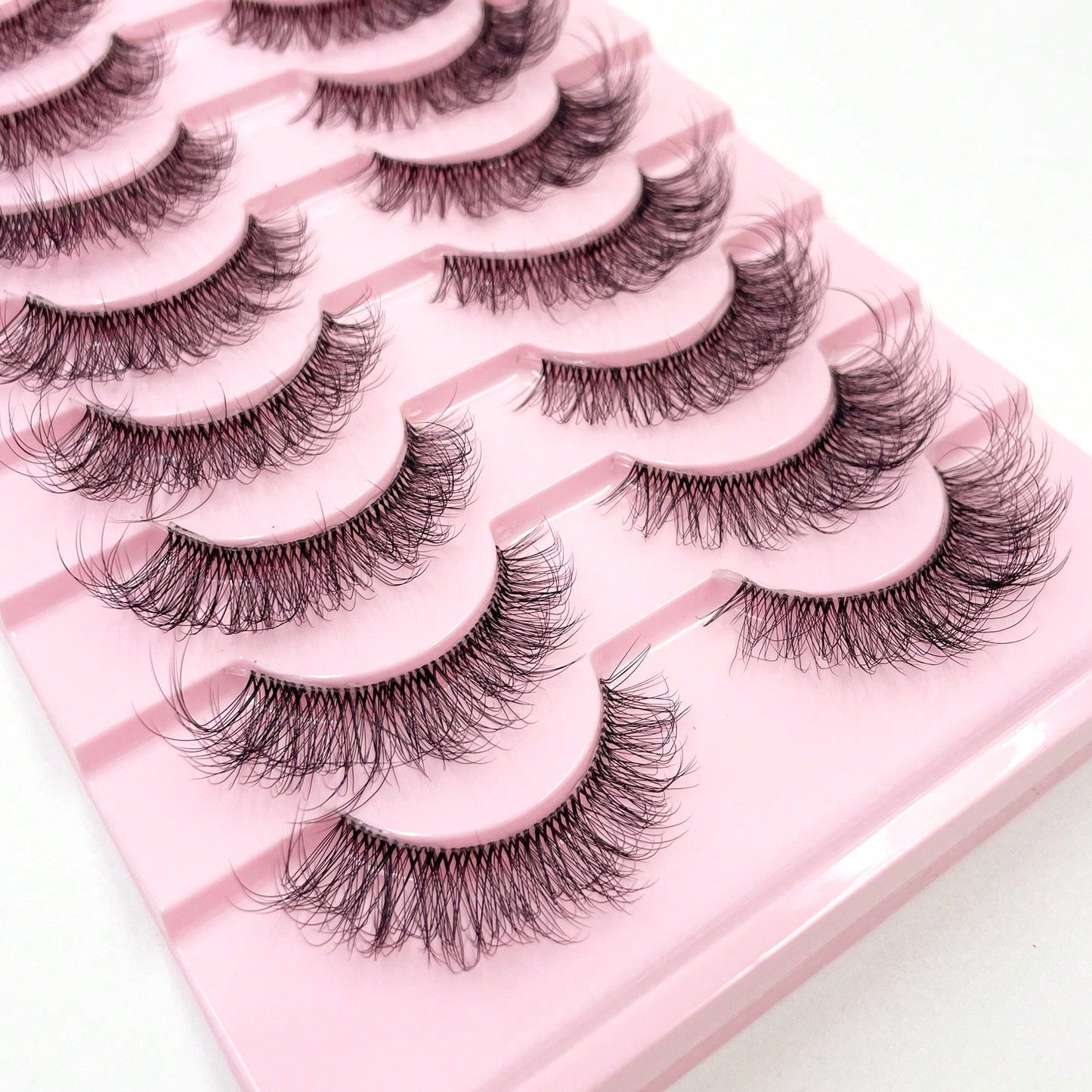 10 Pairs Natural Tail Extended Black Band 3D Faux Mink Lashes Reusable Strip Lashes
