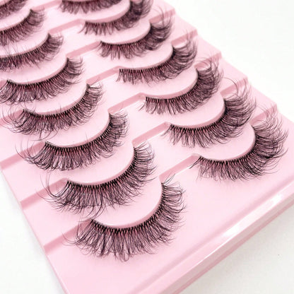 10 Pairs Natural Tail Extended Black Band 3D Faux Mink Lashes Reusable Strip Lashes