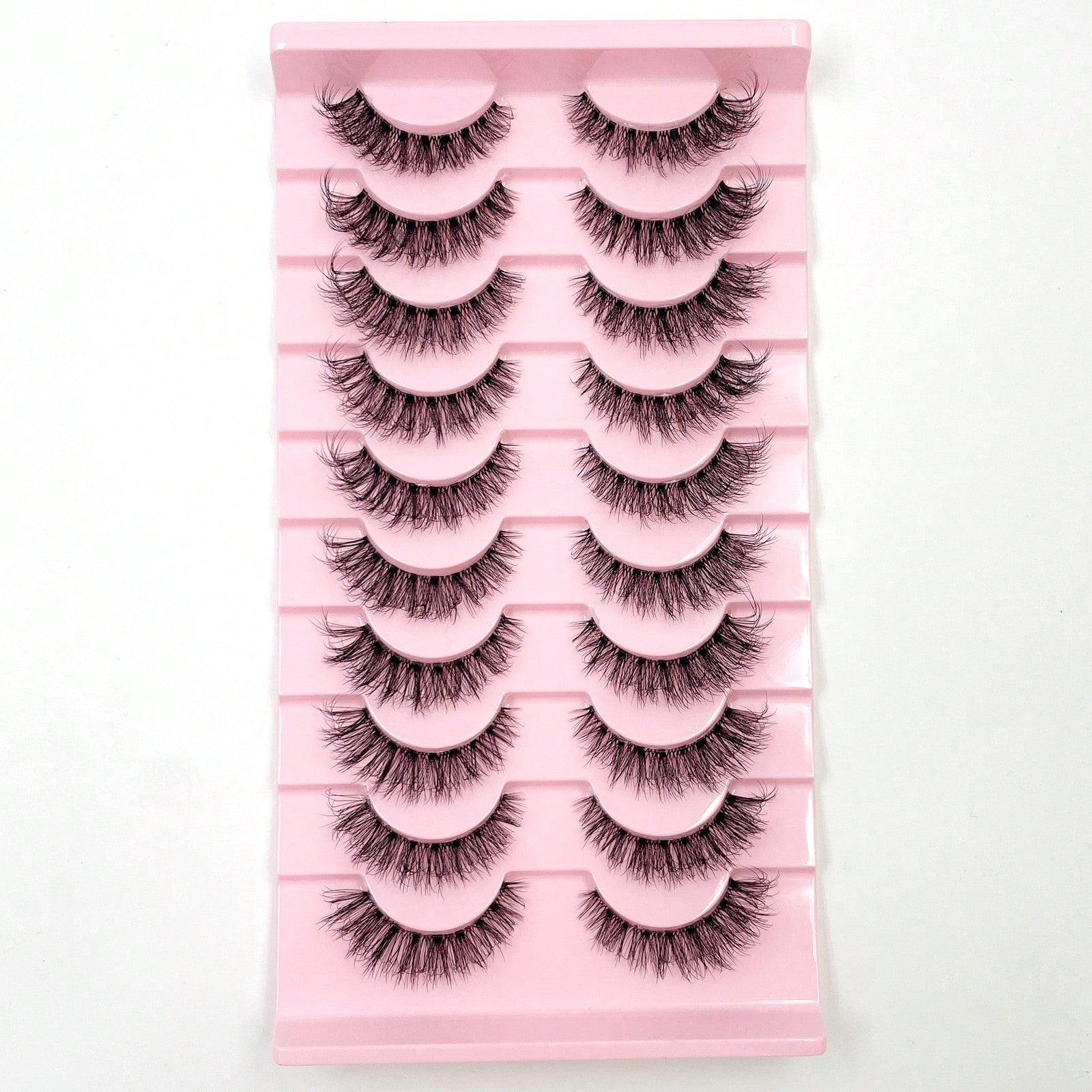10 Pairs Natural Tail Extended Black Band 3D Faux Mink Lashes Reusable Strip Lashes