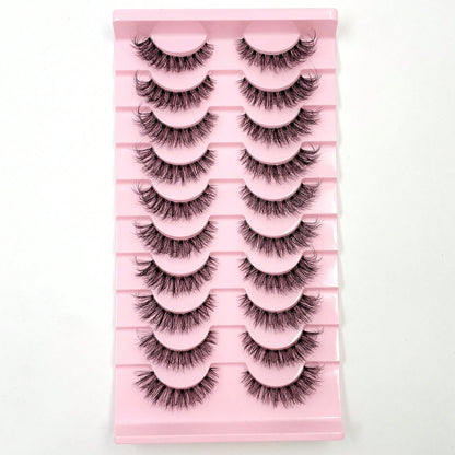10 Pairs Natural Tail Extended Black Band 3D Faux Mink Lashes Reusable Strip Lashes