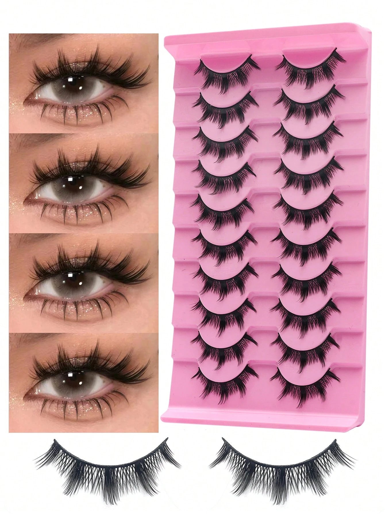 10 Pairs Of Comic EyelashesTransparent Eyelashes NaturalCross-Sparse False EyelashesRole-Playing Makeup ToolsEssential Tools For Travel, Beauty, Makeup Tools, Charm And Elegance