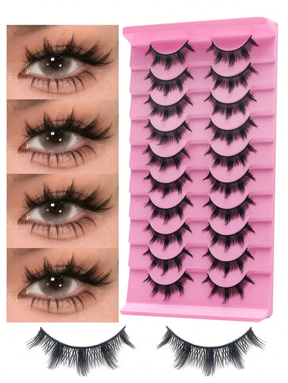 10 Pairs Of Comic EyelashesTransparent Eyelashes NaturalCross-Sparse False EyelashesRole-Playing Makeup ToolsEssential Tools For Travel, Beauty, Makeup Tools, Charm And Elegance