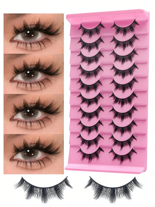 10 Pairs Of Comic EyelashesTransparent Eyelashes NaturalCross-Sparse False EyelashesRole-Playing Makeup ToolsEssential Tools For Travel, Beauty, Makeup Tools, Charm And Elegance
